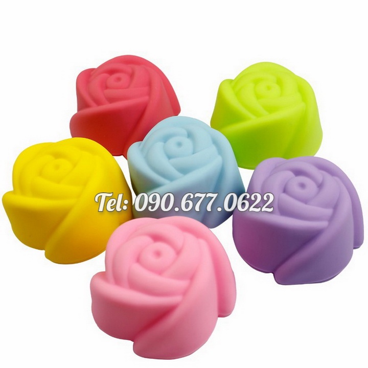 Bộ 10 khuôn silicon làm bánh, rau câu, bánh bông lan, bánh da lợn, bánh Cookie hoa hồng 3 lớp – Mã số 1130