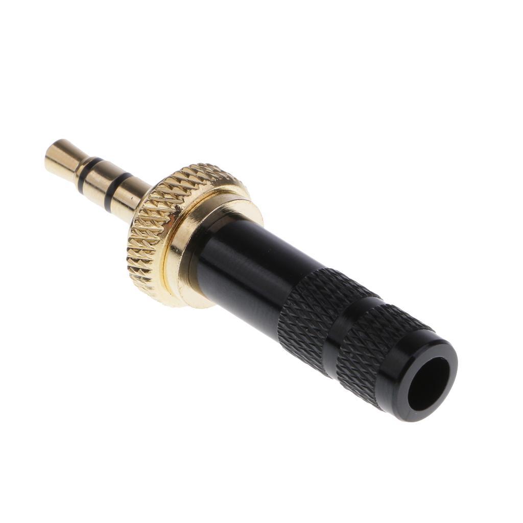 3.5mm Screw Lock Stereo Jack Male Plug Metal Audio Solder Adapter Black