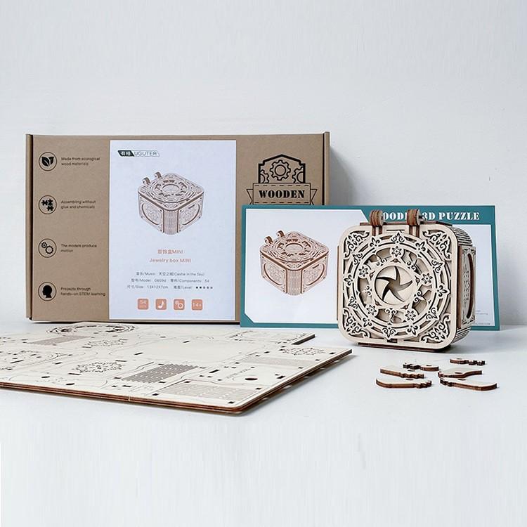 Đồ chơi lắp ráp gỗ 3D Mô hình Chuyển động Hộp trang sức Jewelry Box G609d kèm Hộp nhạc