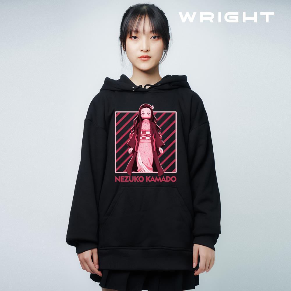 Áo hoodie anime kamado nezuko demon slayer Wright phong cách manga oversize unisex