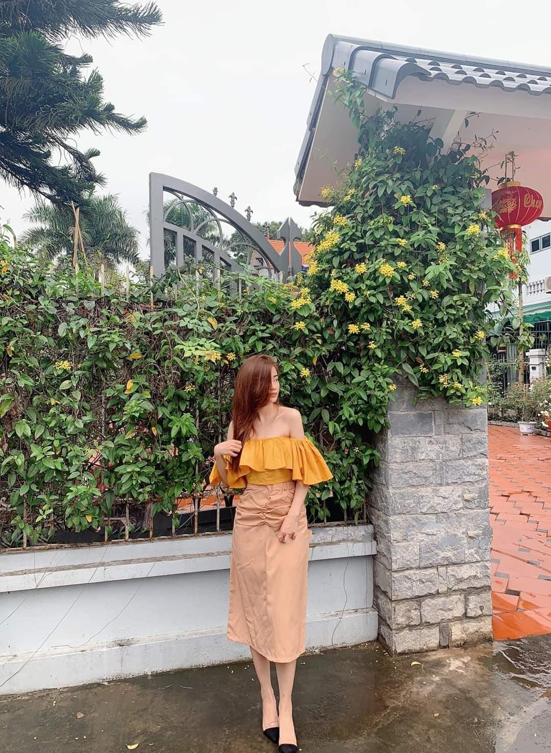 SET Áo Bẹt Vai Chun Bèo & Chân Váy Nhún