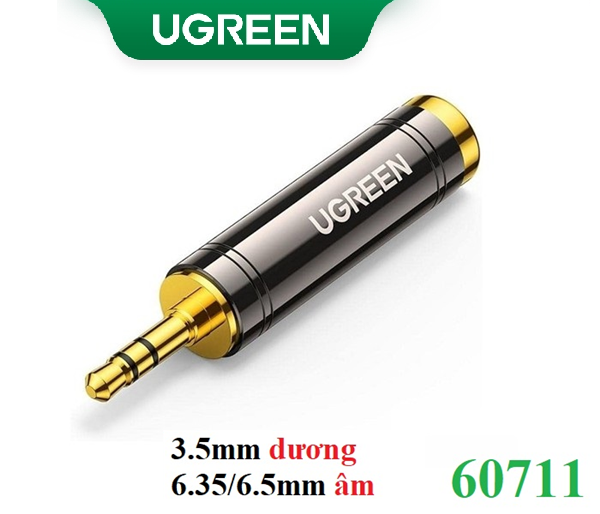 Đầu Jack chuyển Audio 3.5 đực sang 6.5 cái Ugreen 60711 AV168 hàng chính hãng