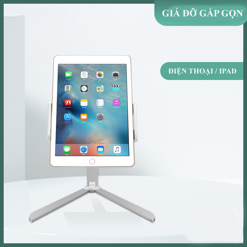 Giá Đỡ Điện Thoại Máy Tính Bảng Đề Bàn Hoặc Treo Tường Hợp Kim Nhôm Nguyên Khối Cao Cấp – Gấp Gọn Tiện Lợi – Hàng Chính Hãng