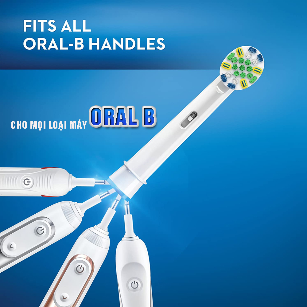 Cho máy Oral B Braun, bộ 4 Đầu Bàn Chải đánh răng điện thay thế MIHOCO EB25-P New Floss Action, đánh tan mảng bám, cao răng, làm sạch vết ố