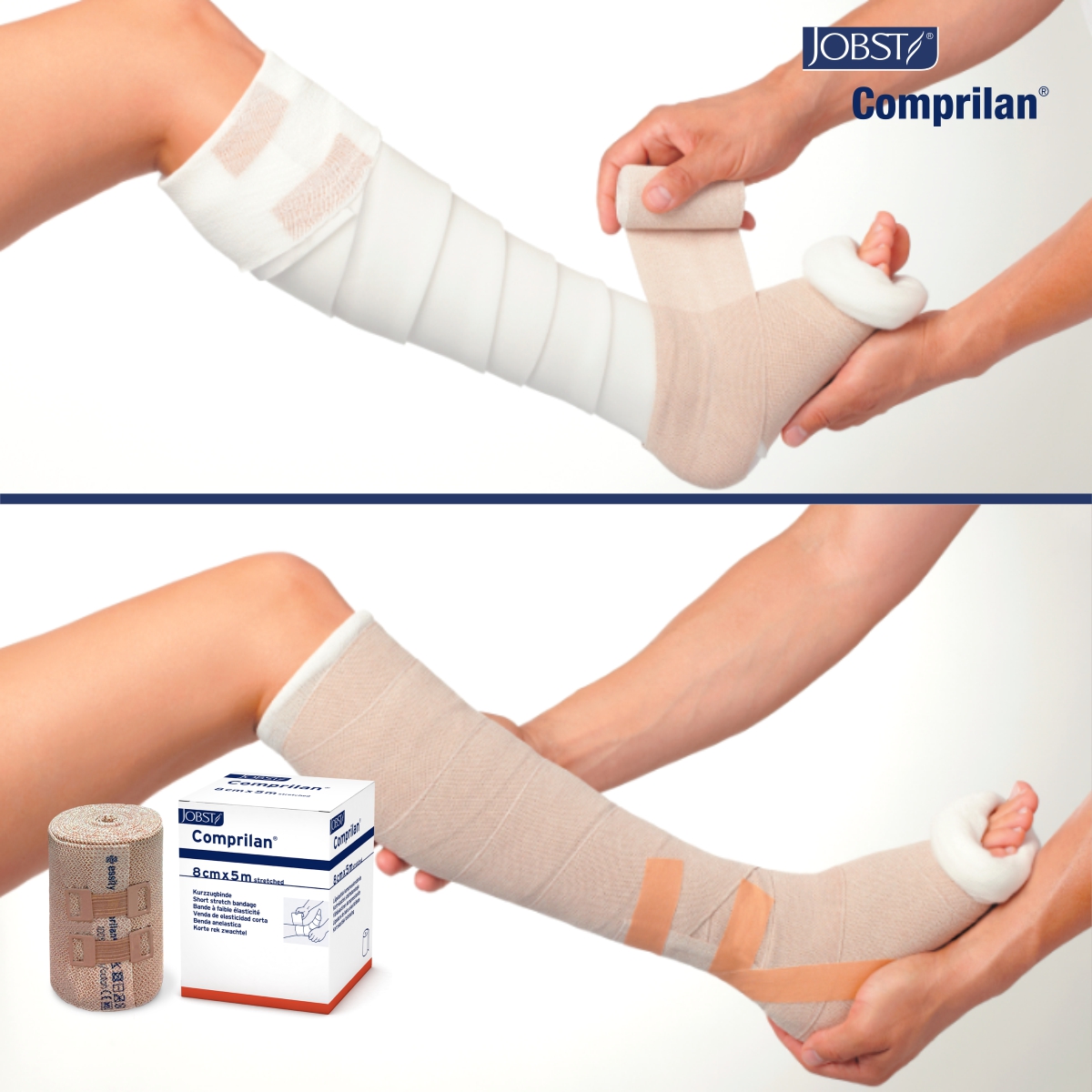 Comprilan - Băng Quấn Phù Bạch Huyết Lớp 3, Dạng Cuộn, Màu Da, Size 8cmx5m
