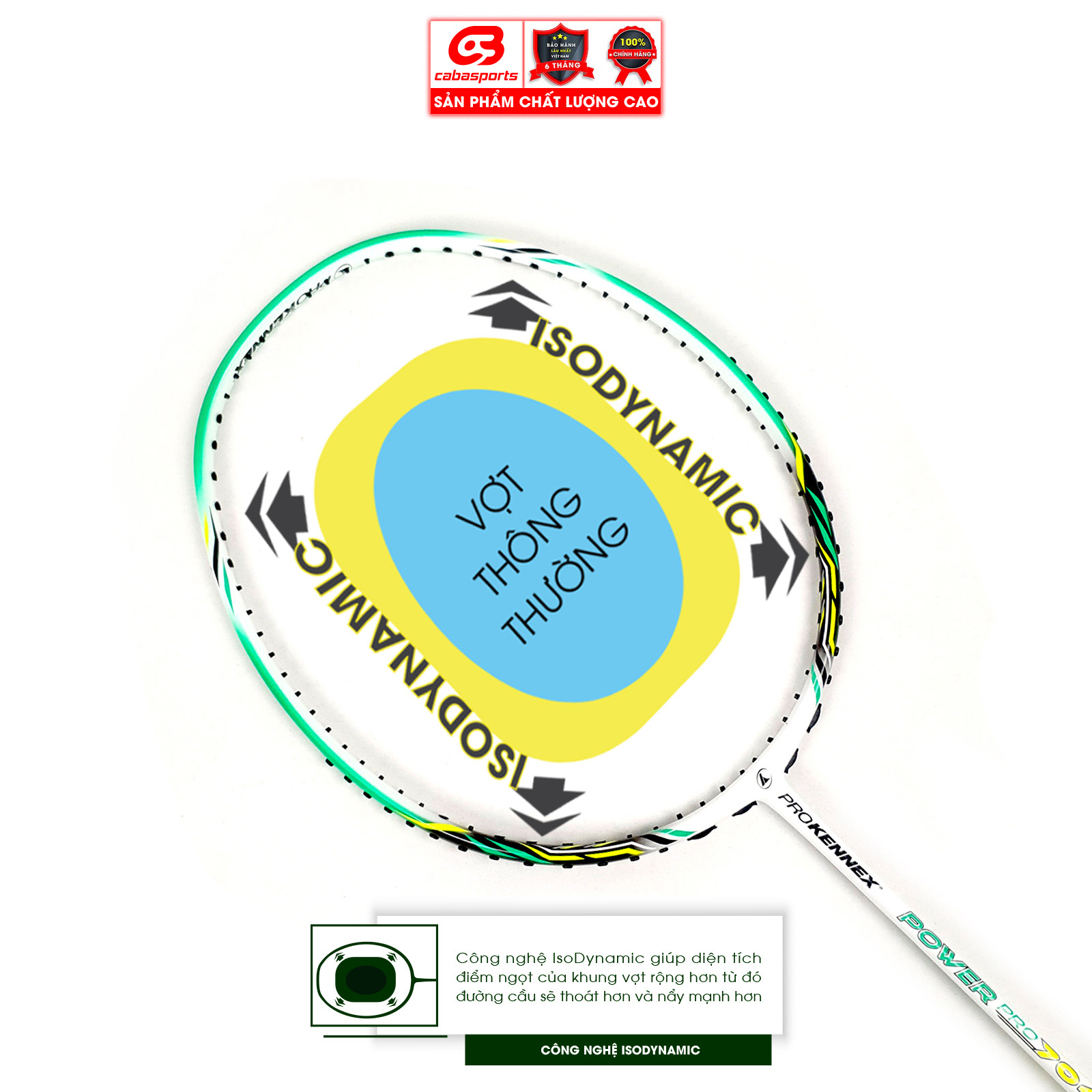 Vợt cầu lông Prokennex POWER PRO 704 chính hãng giá rẻ công thủ toàn diện - - Tặng kèm quấn cán và túi vải Cabasports
