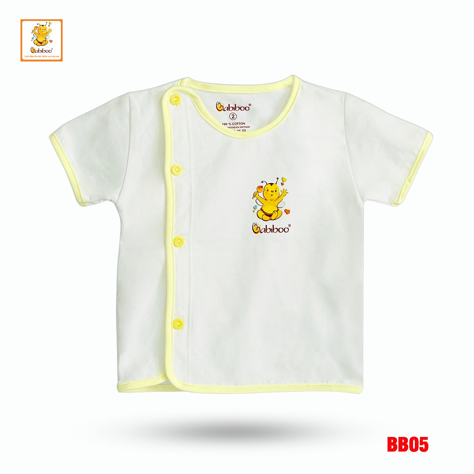 Áo sơ sinh cho bé Babiboo áo tay ngắn vải cotton mềm mịn BB05