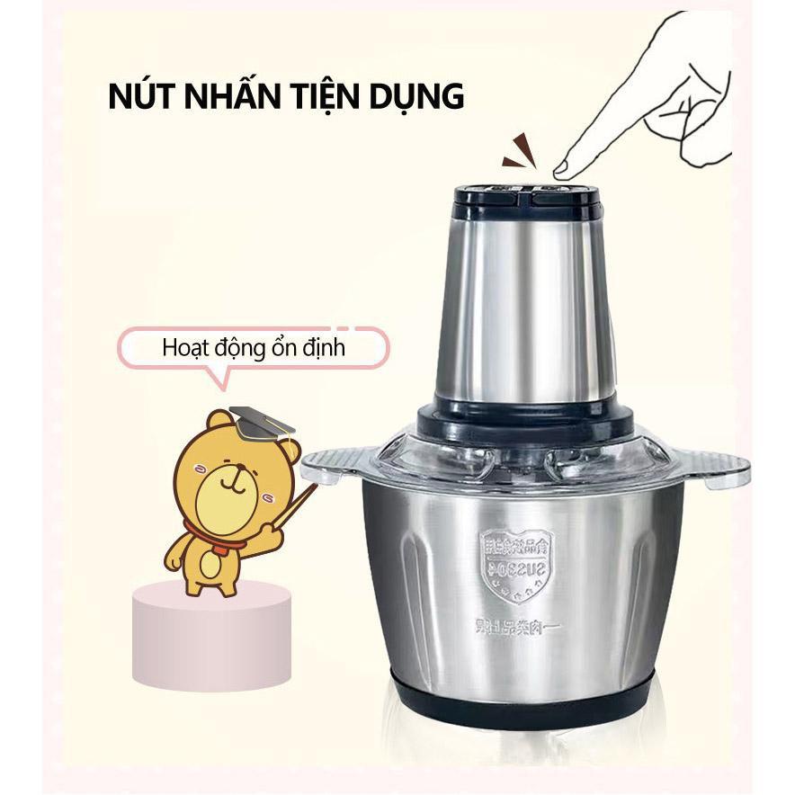 Máy Xay Thịt Cối Inox 304 4 Lưỡi Đa Năng Công suất 250w Xay Thực Phẩm Siêu Khỏe