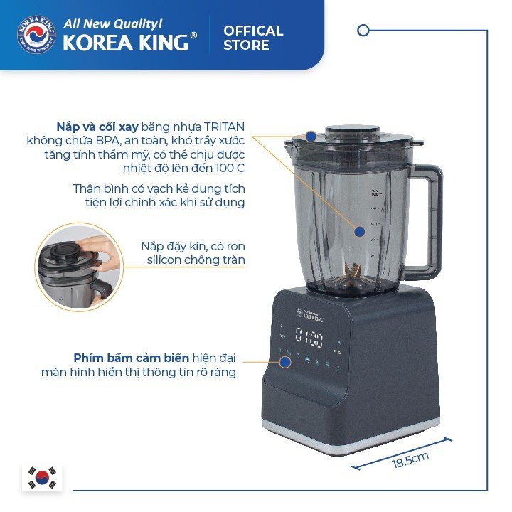 Máy xay sinh tố Korea King PEB-1800 (220-240 V/50-60 Hz, dung tích 1.5L) - Hàng chính hãng