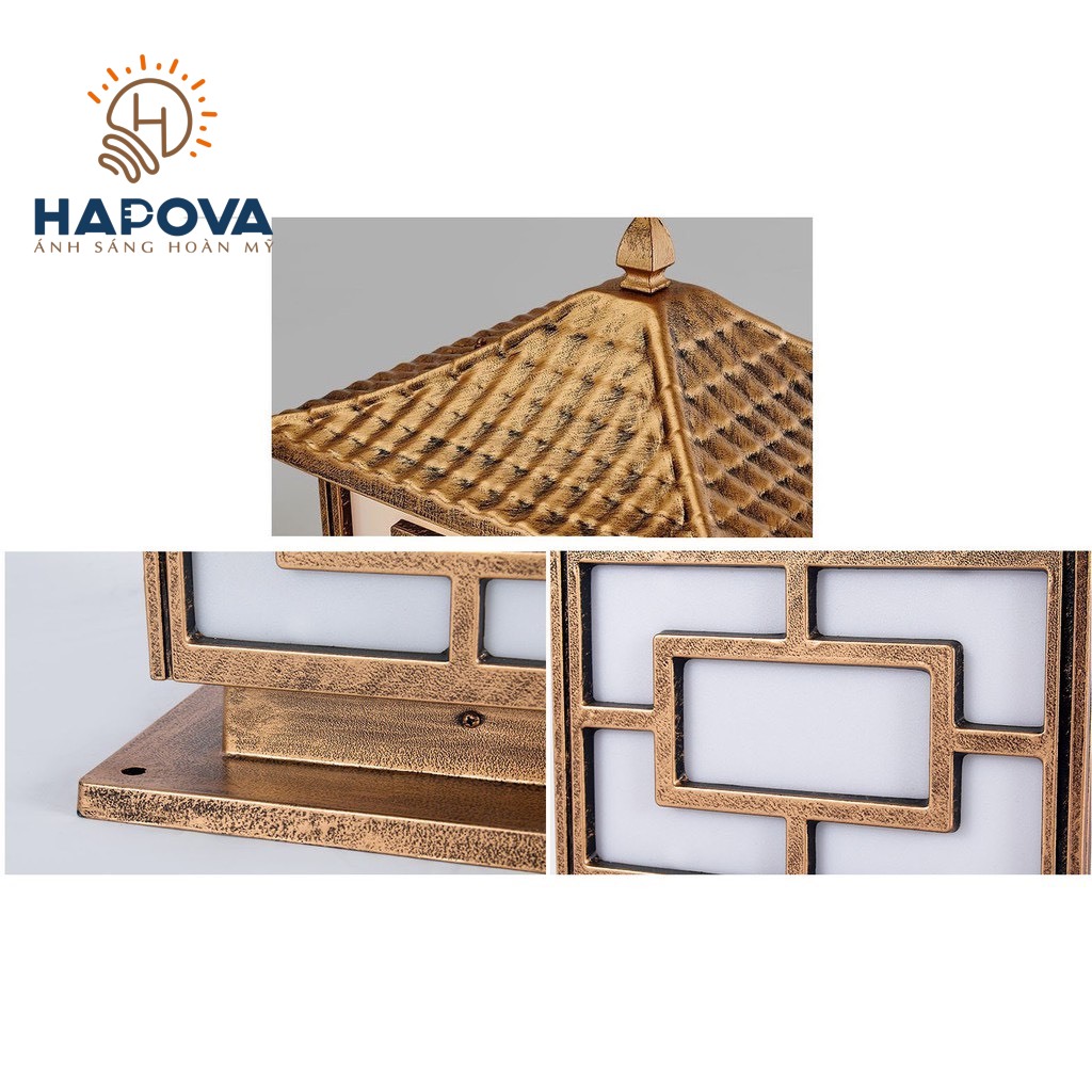 Đèn trụ cổng Nhôm cao cấp cỡ 250mm và 200mm HAPOVA OSTER 7009