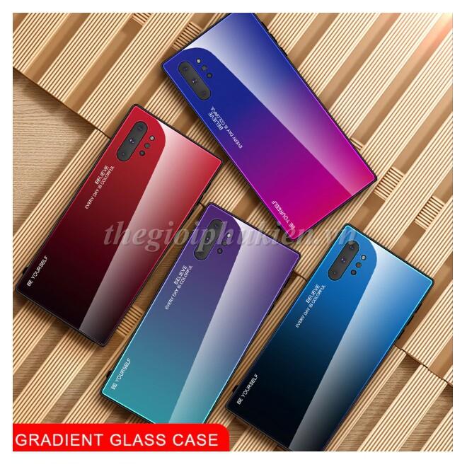 Ốp lưng kính màu Gradient viền dẻo cho SamSung Galaxy Note 10+ Plus
