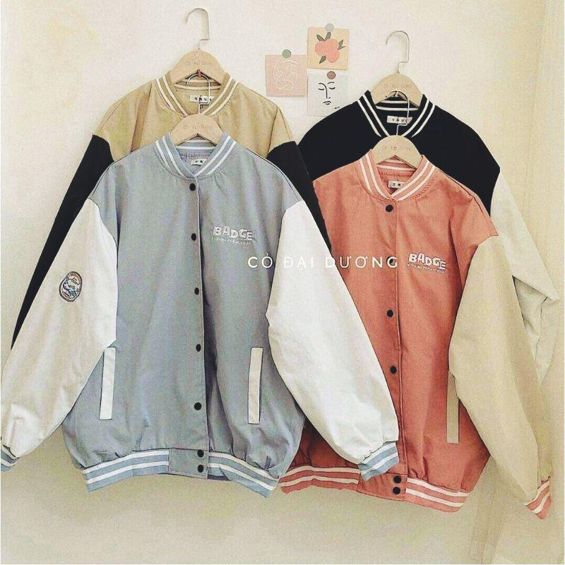 Áo khoác dù bomber unisex Form rộng Thêu Badge