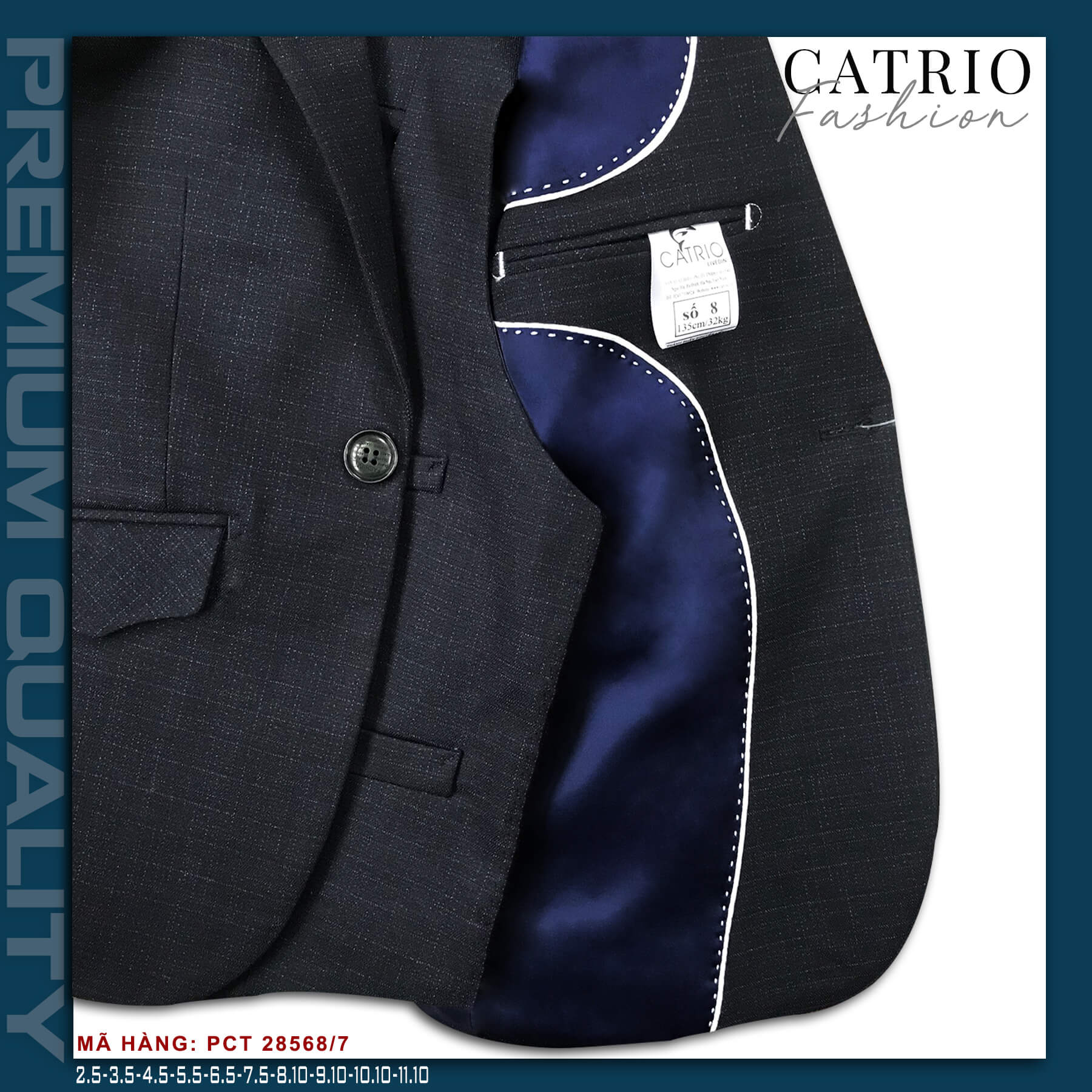 BỘ VEST BÉ TRAI CATRIO PCT28568/7 LÀ BỘ COMPLE TRẺ EM TỪ 2 TUỔI ĐẾN 11 TUỔI (12KG ĐẾN 43KG) THUỘC BST QUẦN ÁO TRẺ EM CATRIO MÙA TIỆC CƯỚI LỄ TẾT SANG TRỌNG
