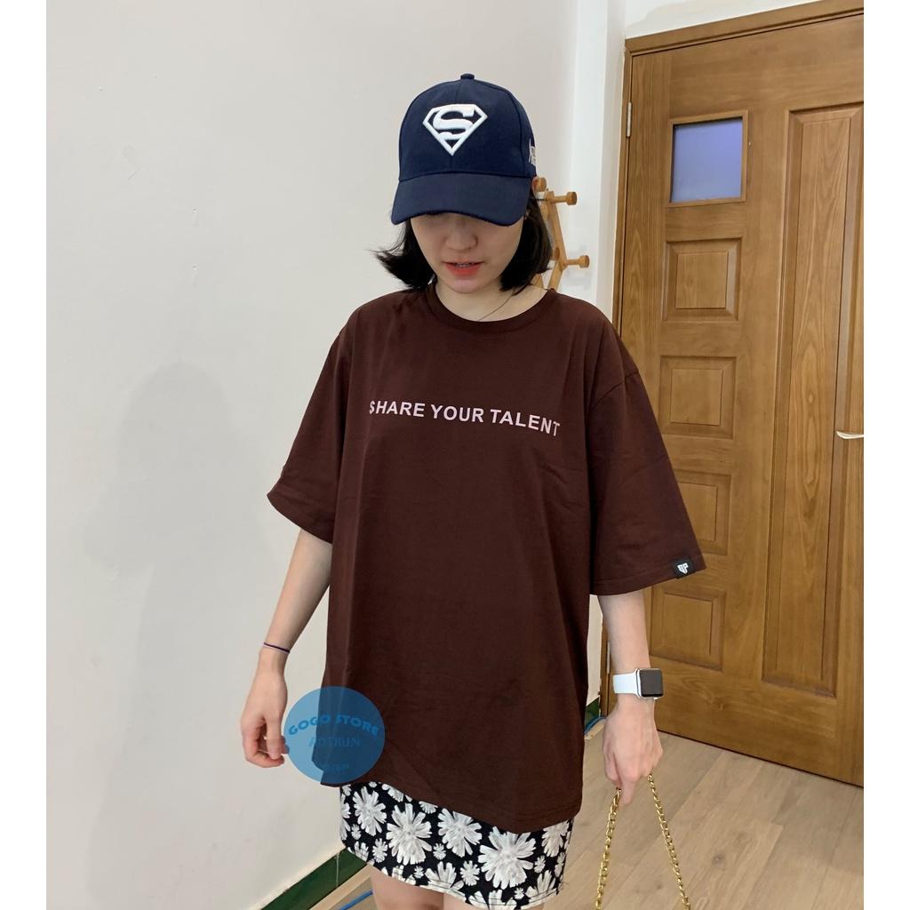 Áo thun nâu đất unisex in chữ-freesize nam nữ