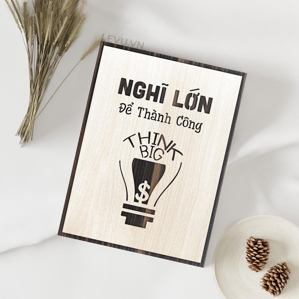Tranh treo tường bằng gỗ LEVU LV030 "Nghĩ lớn để thành công"
