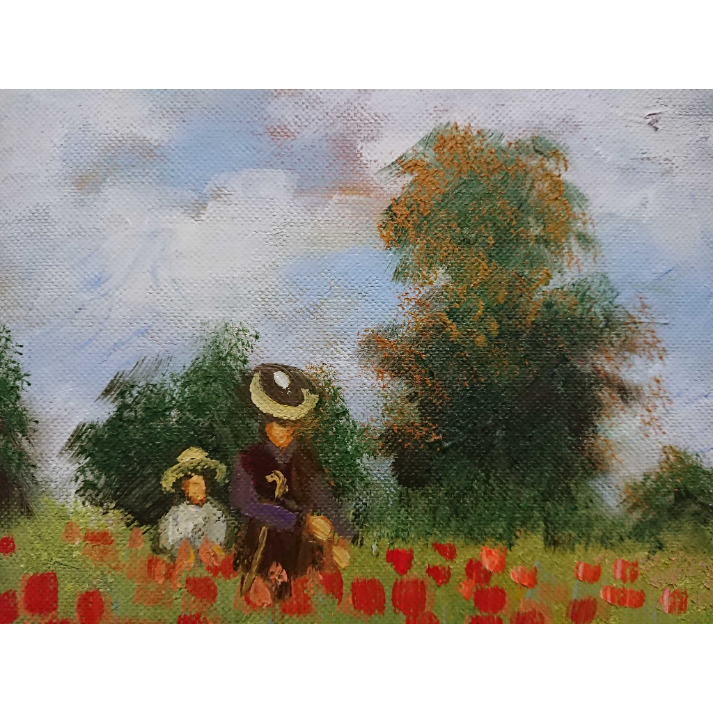 Đồi Hoa Anh Túc (Monet) - Tranh Sơn Dầu Vẽ Tay 30x40cm