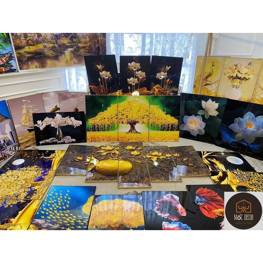Xả tranh tráng gương cỡ to, combo 3 bức 50x70cm hoặc 60x90cm, tranh có sẵn khung treo