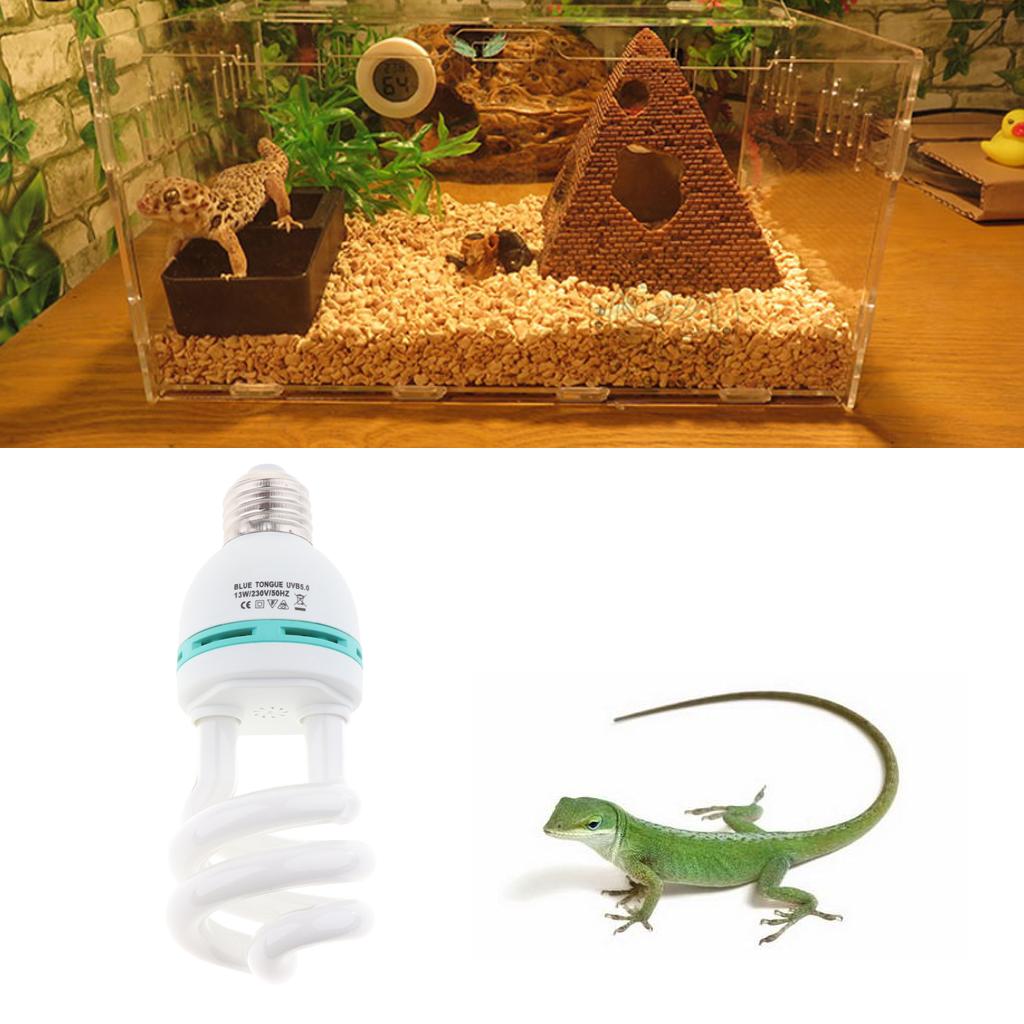 E27 Reptile Amphibian Small Pet Habitat Lighting UVB 5.0 Lamp Heat Light 13W