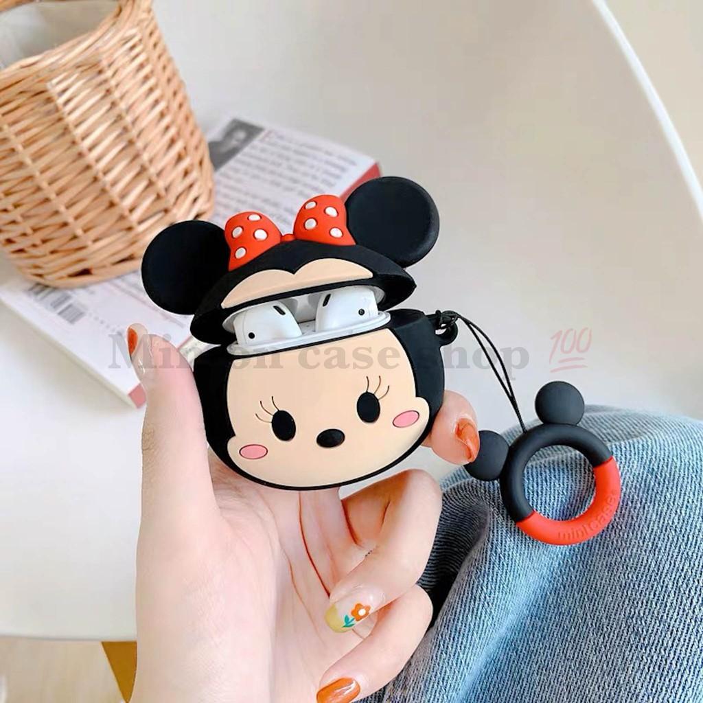 Hình ảnh Bao Case Ốp dành cho airpod 1 và 2, tai nghe bluetooth i11,i12, i100, i9s... silicon 3D Mickey Mouse cao cấp