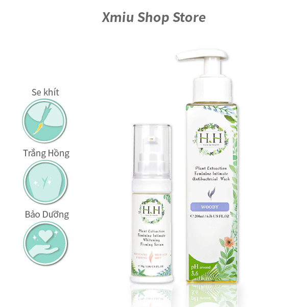 Set 2 Sản Phẩm Kháng Khuẩn Săn Chắc - Dung Dịch Vệ Sinh HH + Kem Dưỡng Hồng Và Se Khít Vùng Kín HH