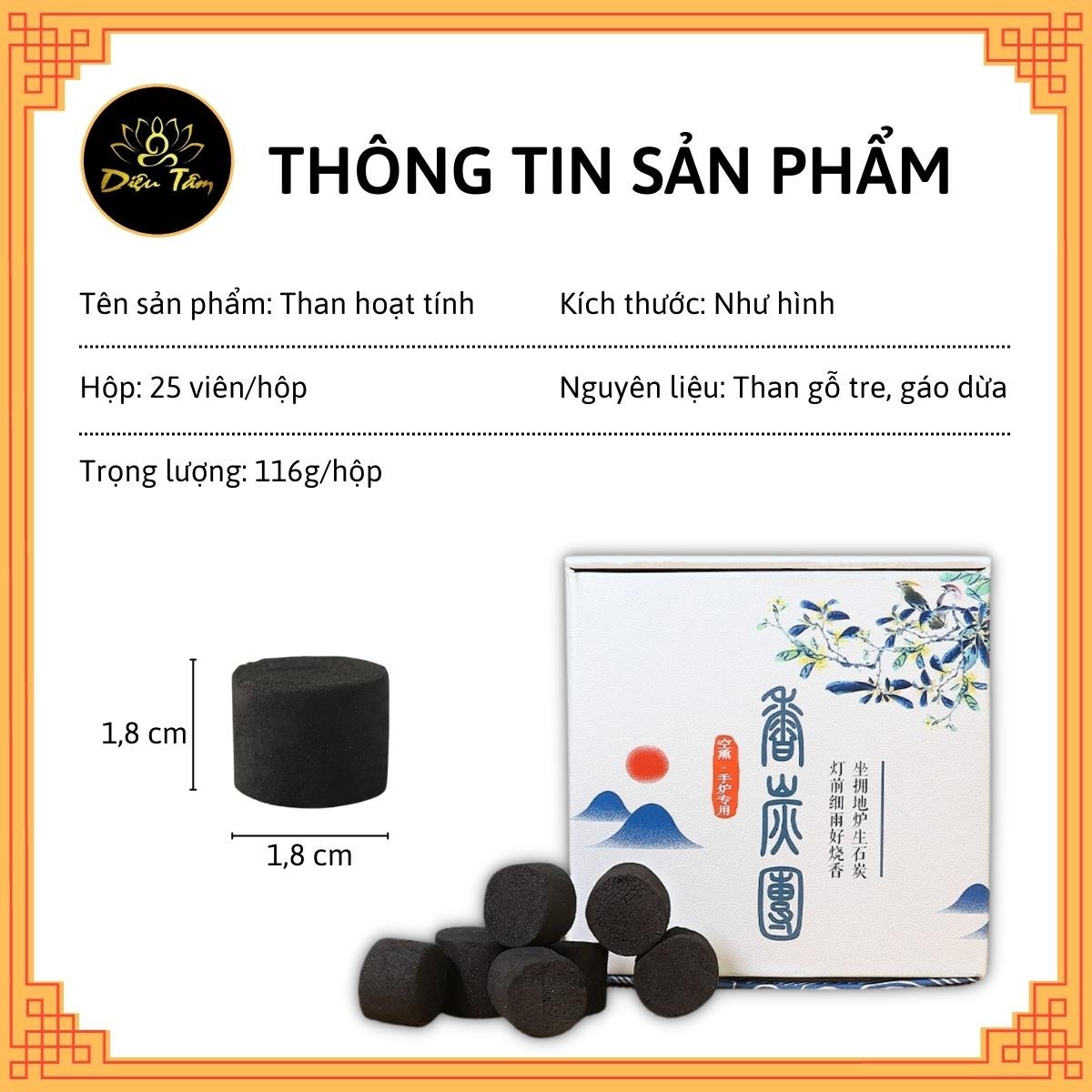 Than đốt trầm dùng trong trầm hương xông nhà đồ thờ cúng hộp 25 viên than tre sạch