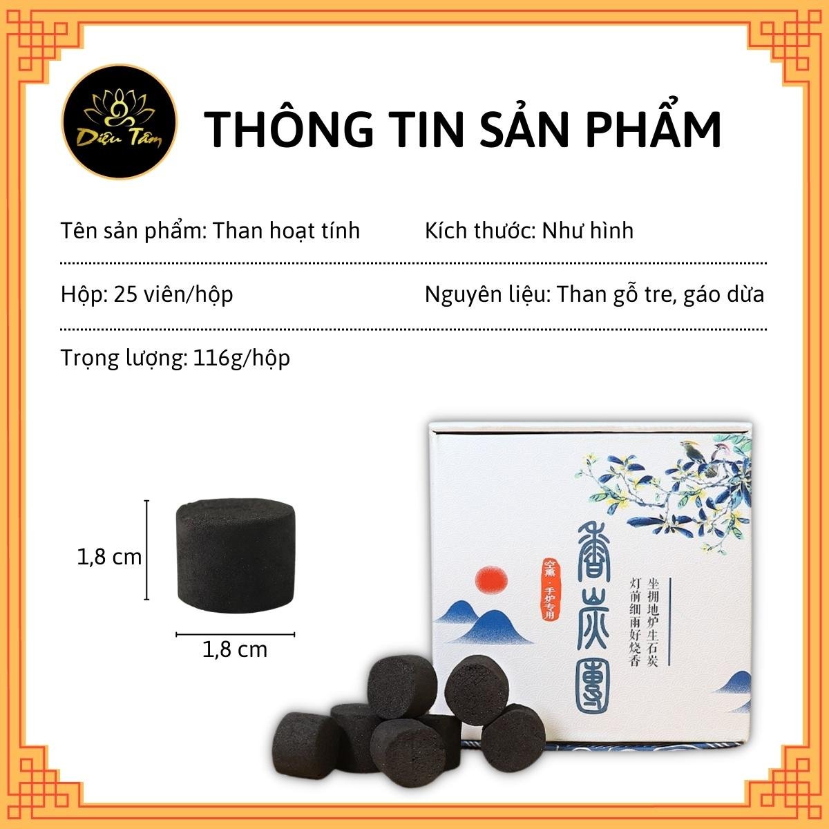 Than đốt trầm dùng trong trầm hương xông nhà đồ thờ cúng hộp 25 viên than tre sạch