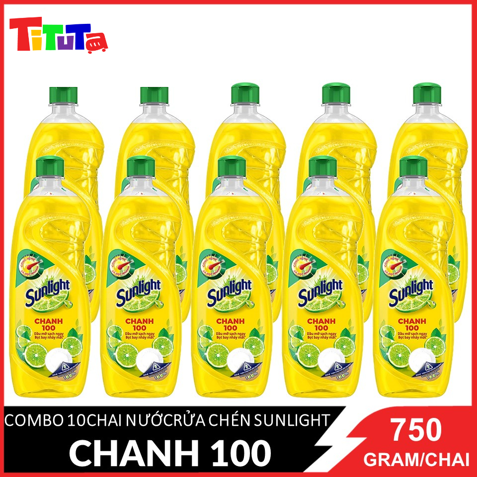 COMBO 10 Chai Nước rửa chén Sunlight Chanh 100 Chai 750gx10