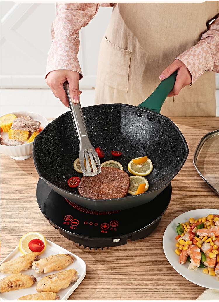 Chảo Đun Bếp Từ Siêu Chống Dính,Chất Liệu Thép Hợp Kim Cao Cấp,Thiết Kế Sang Trọng,Đáy 3 Lớp-Size 32cm,Lòng Sâu 10cm