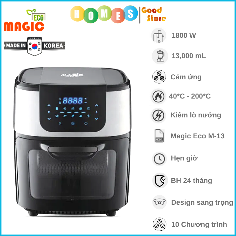 Nồi Chiên Không Dầu Kiêm Nướng MAGIC ECO M-13 10 Chương Chình Nấu Dung Tích