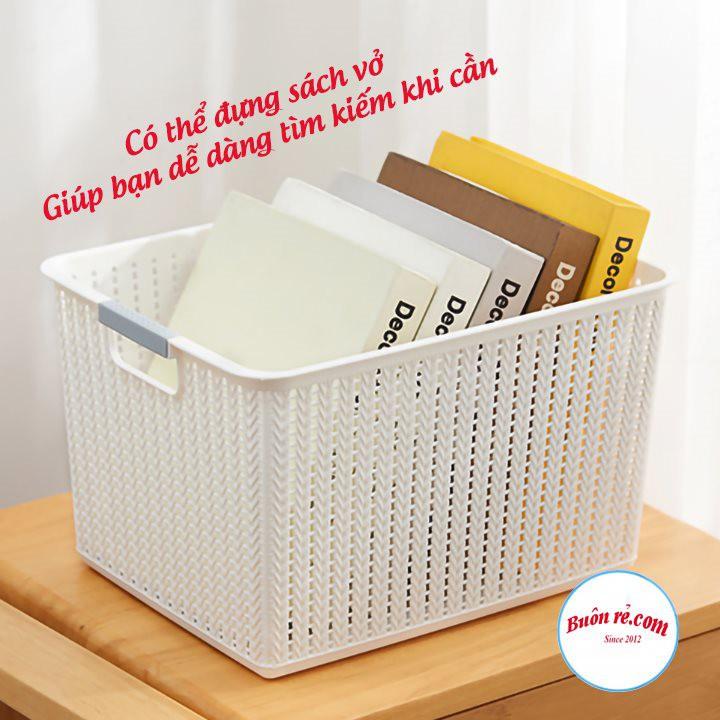 Rổ đan mây đựng đồ đa năng 3 size nhựa Việt Nhật, Giỏ đan đựng quần áo, dụng cụ nhà bếp thiết kế hiện đại (3415)-br01262