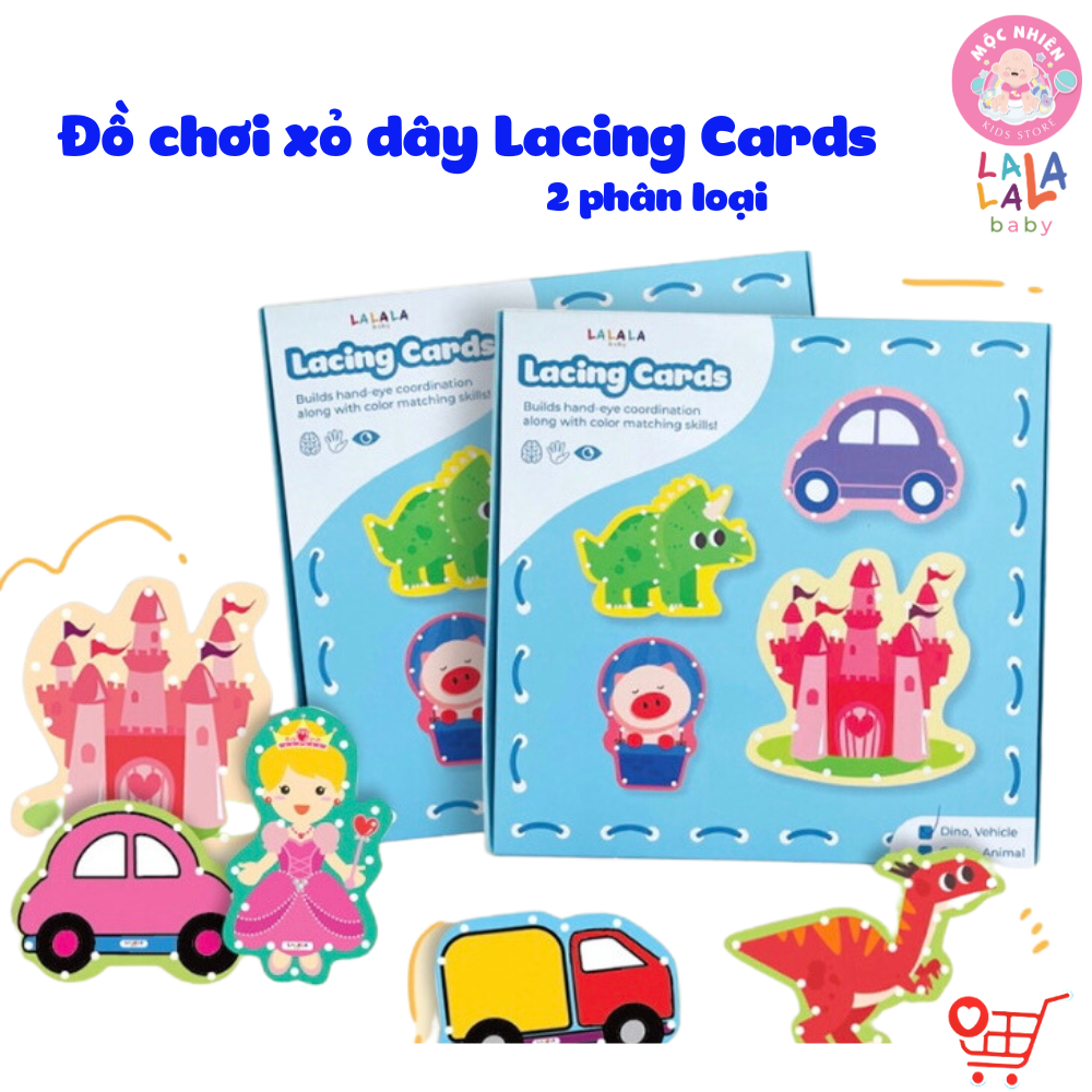 Hình ảnh Đồ Chơi Xỏ Dây Lacing Cards - Bộ 10 Thẻ Động Vật Khủng Long Phương Tiện Giao Thông - Lalala Baby