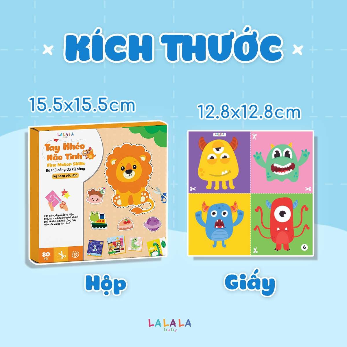 Bộ Đồ Chơi Giấy Thủ Công Lalala Baby Đa Kỹ Năng Cắt Dán - Tô Màu - Gấp Giấy Tay Khéo Não Tinh (Không bao gồm kéo + bút màu)