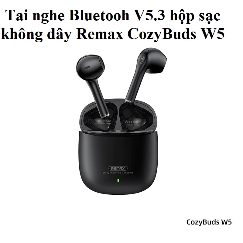 Tai nghe nhét tai Bluetooth V5.3 hộp sạc không dây Remax CozyBuds W5 _ hàng chính hãng