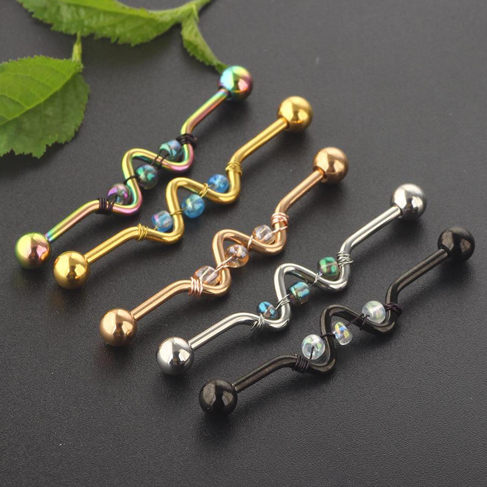 5Pcs Multi Ear Ring Bar Barbell Body Piercing Jewelry Ear Studs Crystal Beads