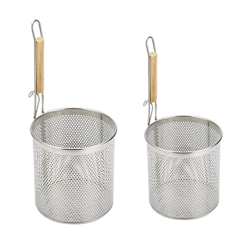 2x Stainless Steel Food Noodle Fine Mesh Colander with Handle Kitchen Gadget