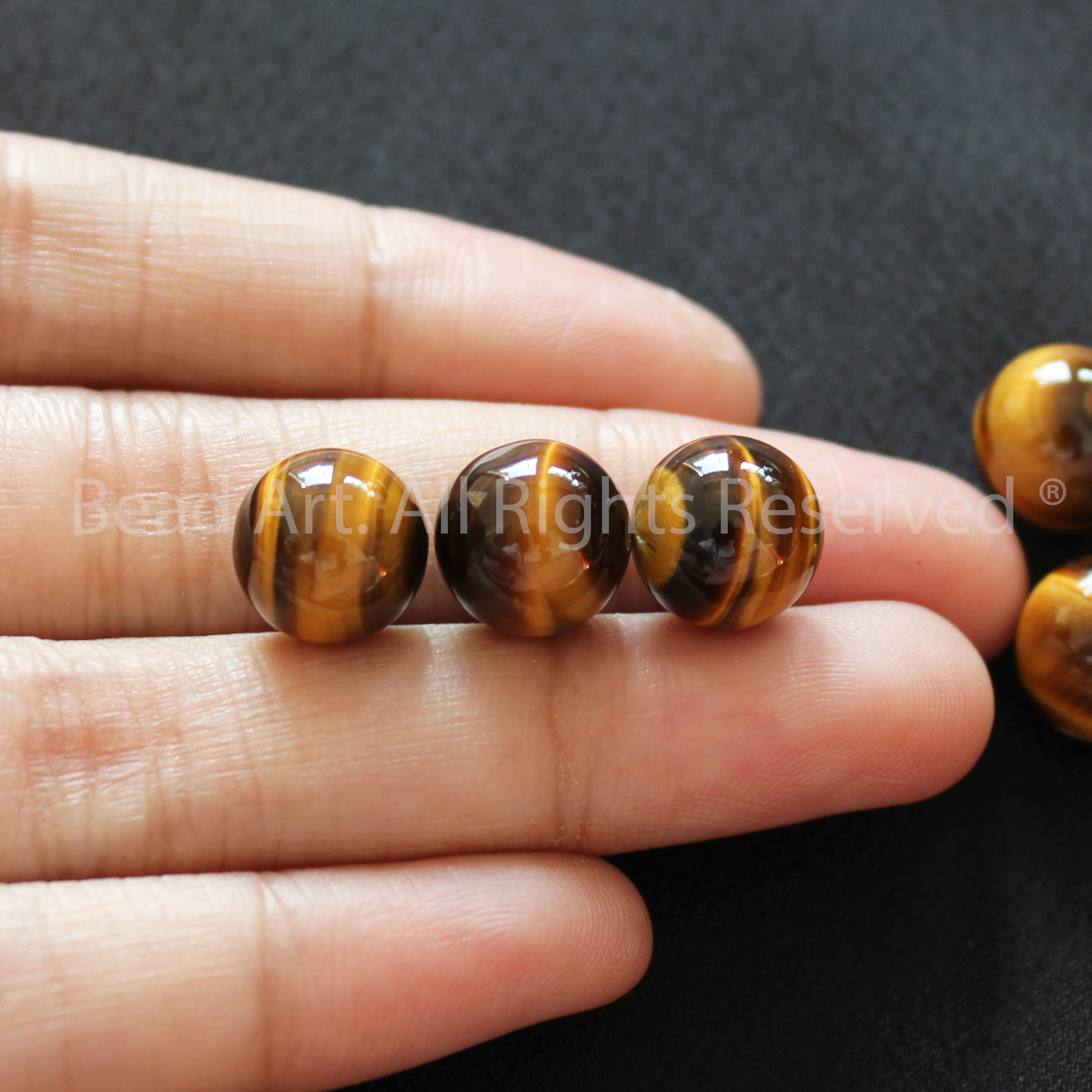 10MM Đá Mắt Hổ Vàng Nâu, Brown Tiger Eye, Mắt Cọp Vàng Tự Nhiên Loại AA, Đá Phối Vòng Tay Phong Thuỷ, Chuỗi Hạt, Mệnh Thổ, Kim - Bead Art