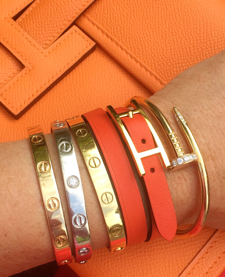 VÒNG TAY CATIERS TRƠN BẠC XI VÀNG 18K