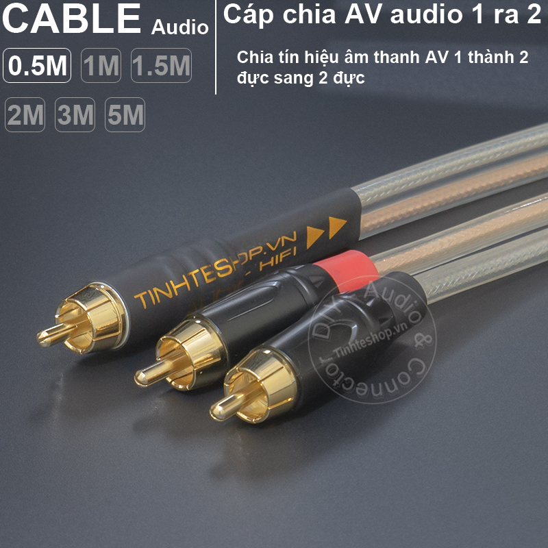 Cáp chia AV 1 ra 2 cắm SUB sang loa DIY 0.5 đến 5 mét - RCA male to 2 male audio splitter cable