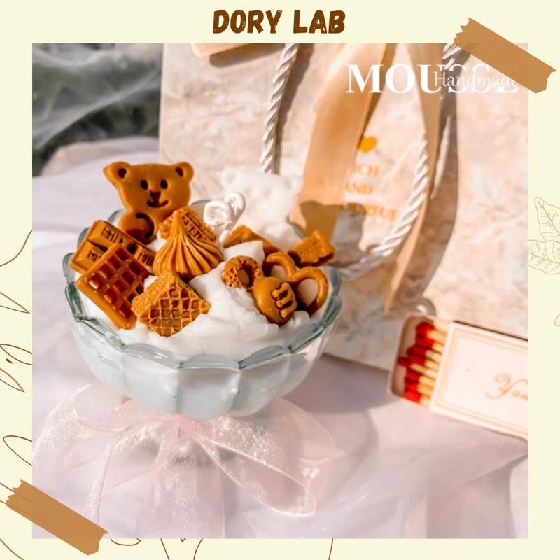Nến Thơm Handmade Ly Kem Socola Gấu Con - Dory Lab