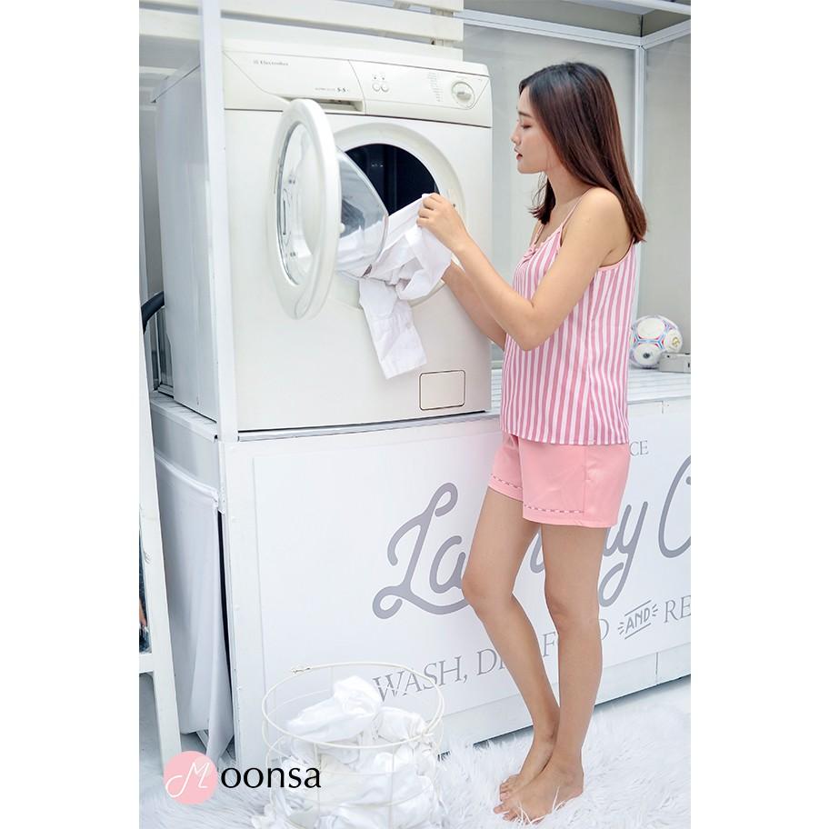 Bộ Ngủ 2 Dây Hồng Sọc