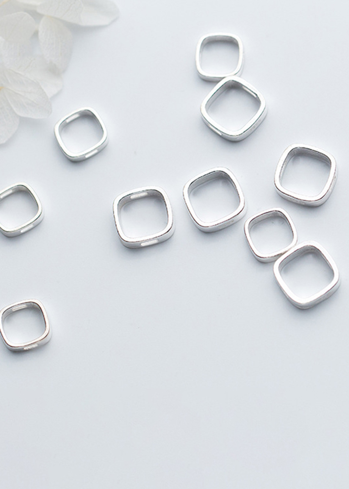 Combo 2 cái charm bạc viền vuông bo cạnh để lồng hạt vào giữa - Ngọc Quý Gemstones