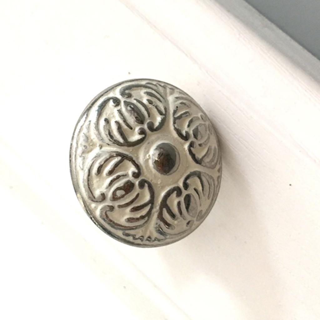 6Pcs Bedroom Drawer Knob,Silver Embossing Pattern