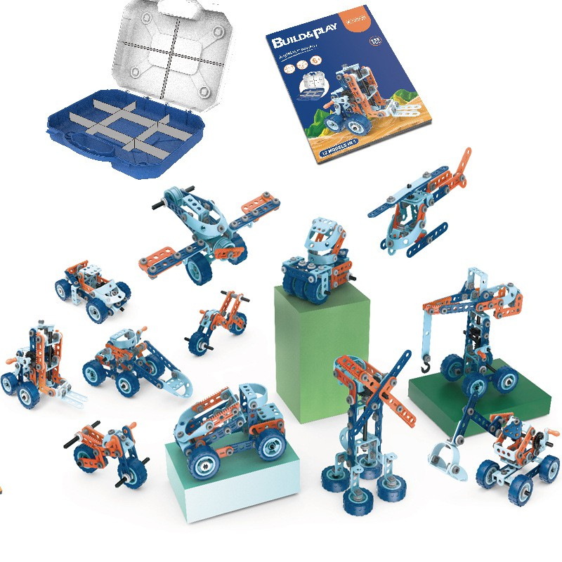 Đồ chơi khoa học Stem Toys - Hộp lắp ráp STEM 12 phương tiện giao thông