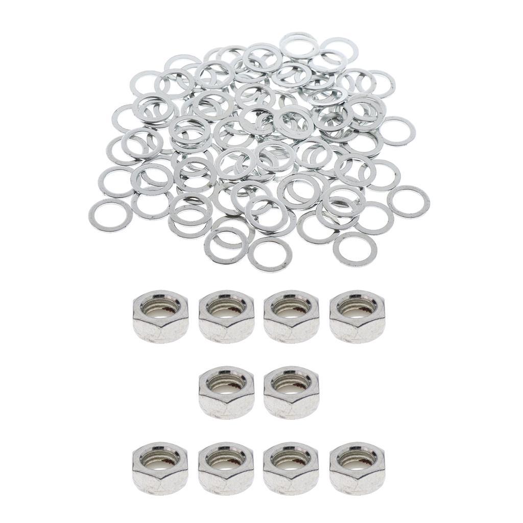 10 Pieces Skateboard Wheel Axle Mounting Screw Nuts + 100 Pieces Washers
