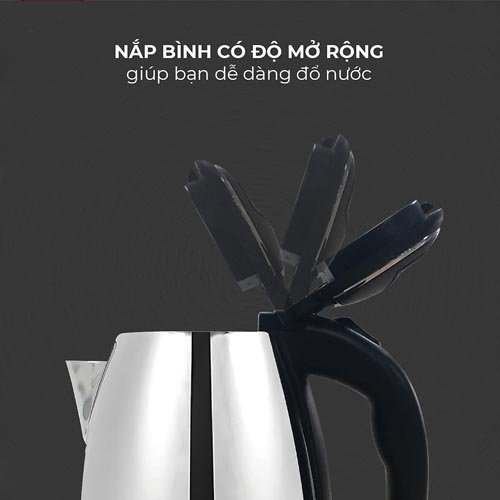 Ấm Đun Nước Siêu Tốc 1.8L Tiện Dụng - Bình INOXInnox + nhựa - Hàng Chính Hãng