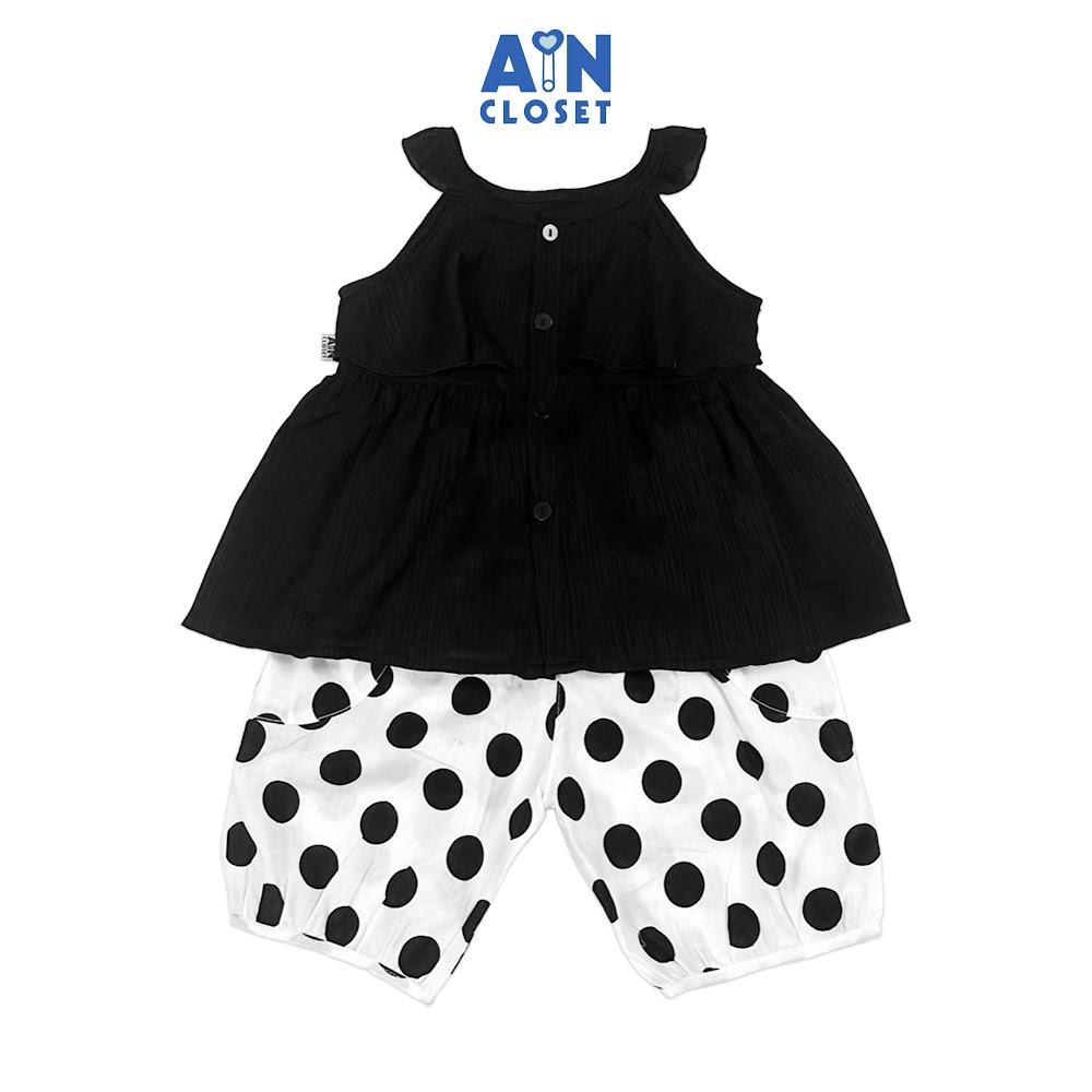 Bộ quần áo Lửng bé gái họa tiết Bi Lụa Đen - AICDBG2E72YB - AIN Closet