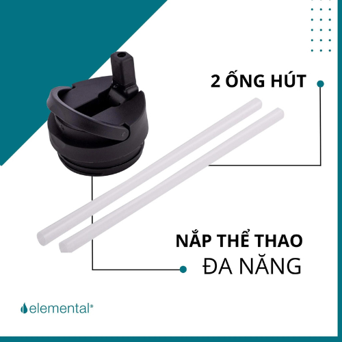 [Hàng chính hãng_Thương hiệu Mỹ] Bình giữ nhiệt elemental Pop màu trắng 414ml, inox 304, giữ nhiệt tốt, FDA Hoa Kì, bình đa năng có kèm ống hút cho bé đi học Chờ duyệt