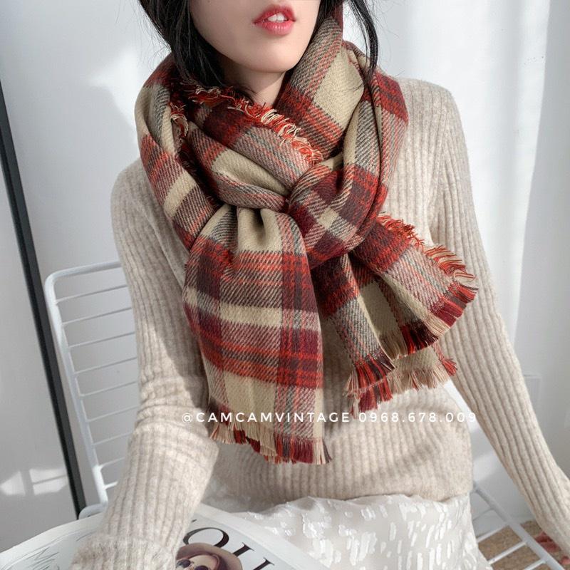 KHĂN LEN QUÀNG CỔ NAM NỮ, KHĂN ĐÔI NAM NỮ QUÀ TẶNG NOEL TẾT MỀM MỊN NHẸ ẤM - CARO ĐỎ NOEL CHOÀNG CỔ NAM CAMCAMVINTAGE