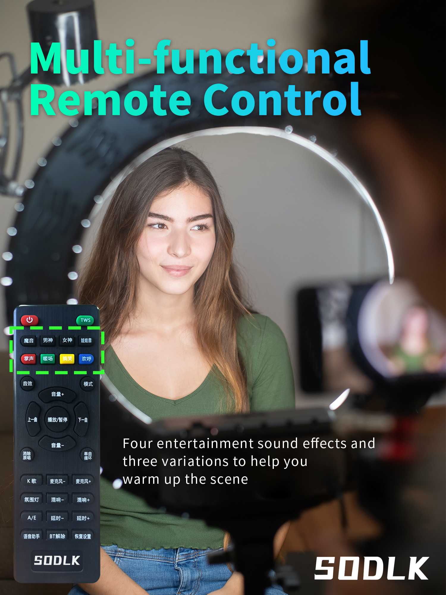 Loa SODLK T18 bluetooth 5.0 Micro karaoke, đèn RGB, 80W