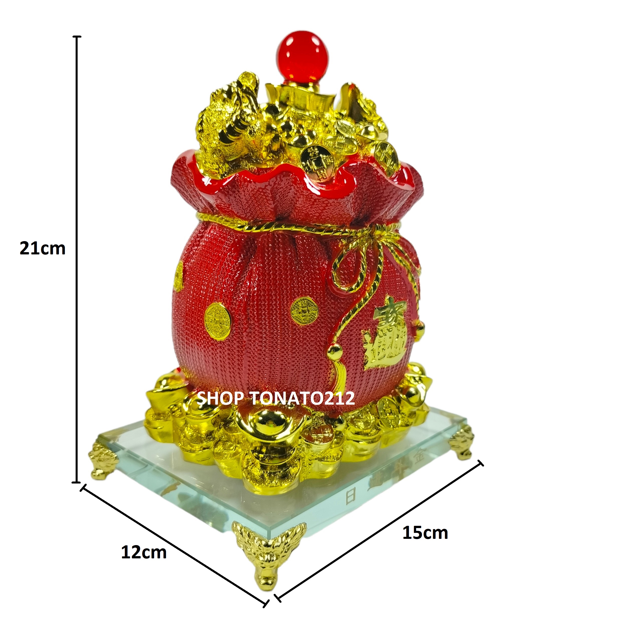 TÚI VÀNG KIM BẢO TÀI LỘC PHONG THỦY 3604,3607 MÀU ĐỎ,MÀU VÀNG CAO 21CM